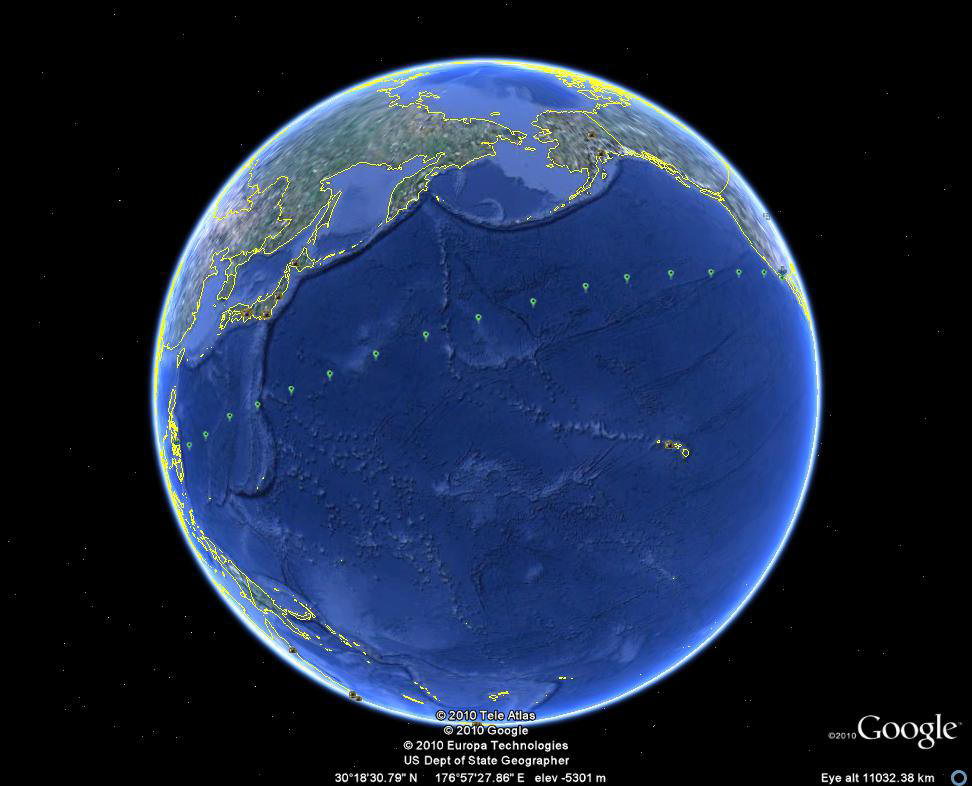 Google Earth path of SS Afoundria's Journey Home